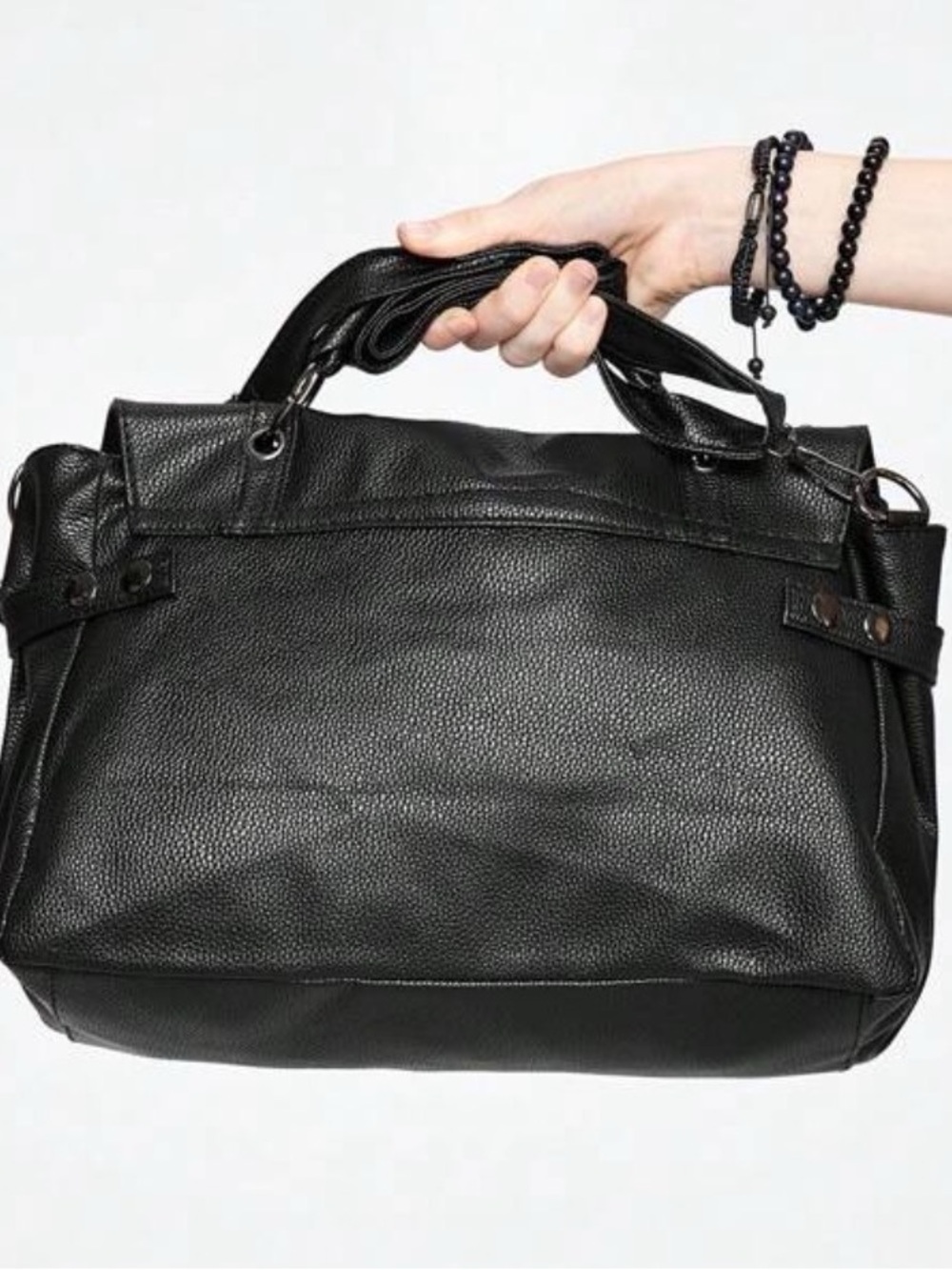 Back vegan leather bag skull and chains biker goth - Picture 6 of 6